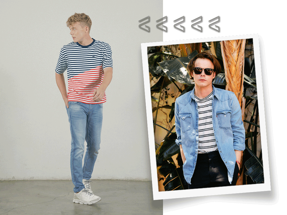 camel active denim collection charlie heaton stripes tee - Trending Now: The Return of 80’s Retro Young Style