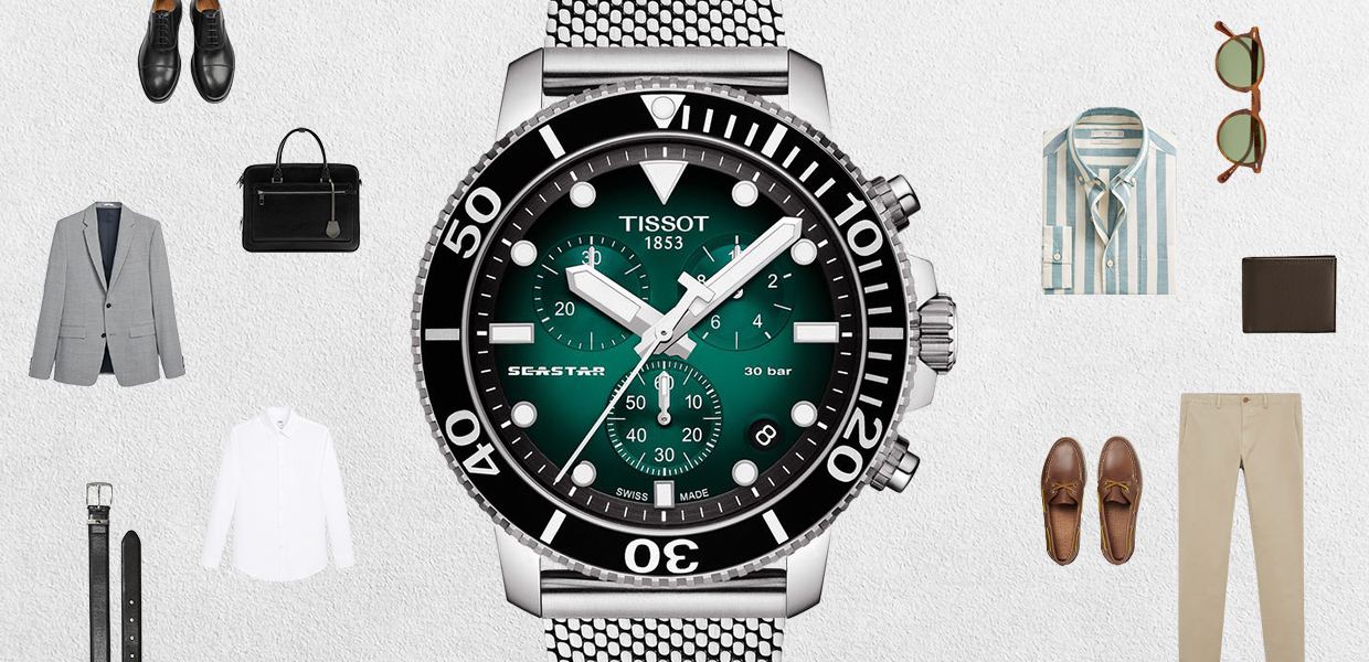 tissot seastar 1000 green cover - Tissot Seastar 1000 潜水腕表让穿搭更有格调！