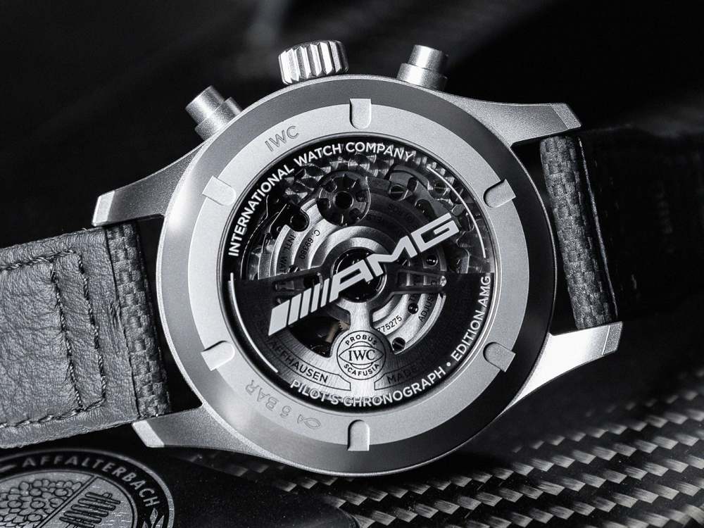 iwc x mercedes amg pilots watch chronograph amg titanium 002 - 车迷最爱的钛金属和碳纤！IWC x Mercedes-AMG 特别版飞行员计时腕表