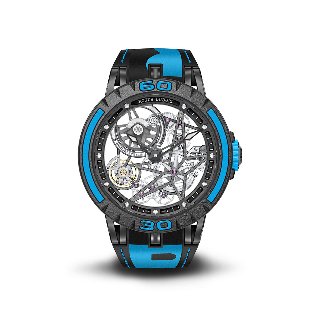 product photo of the front of the rddbes0826 blue watch - 一触即发，从改变游戏规则开始；全新 Roger Dubuis Excalibur Spider Pirelli 登场