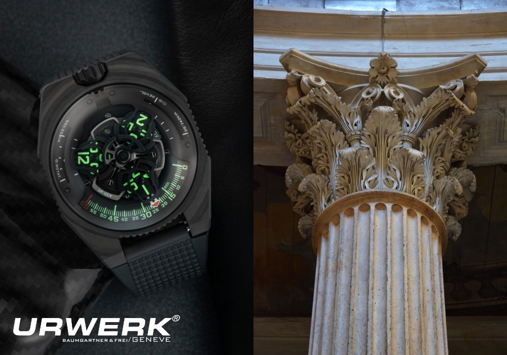 urwerk ur 100v c52 cover - 启发自古希腊圆柱的含蓄美学：URWERK UR-100V C52 碳纤维限量腕表