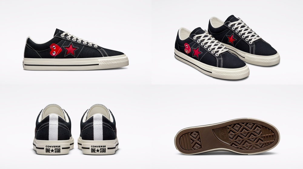 Converse x PLAY Comme des Garcons One Star black details - Converse x PLAY Comme des Garçons One Star 经典帆布鞋的趣味面