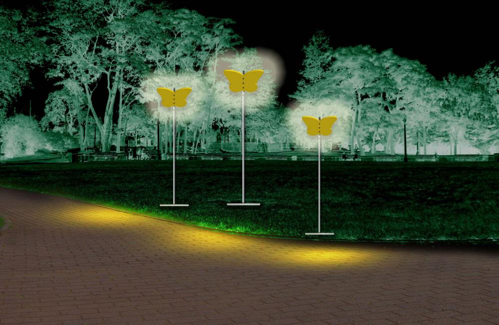 Faber Park uniqlo grant lina montoya mariposas lamps - Uniqlo 为纽约市公园赋予艺术色彩！