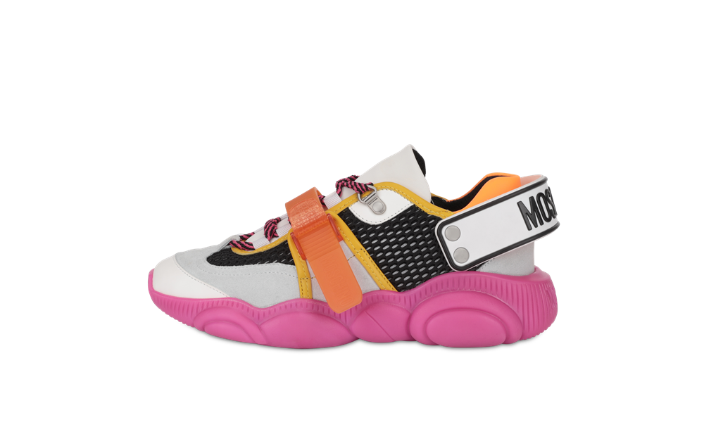 moschino FLUO TEDDY sneakers neon pink - 跳脱出位！Moschino Fluo Teddy 球鞋换上霓虹色彩