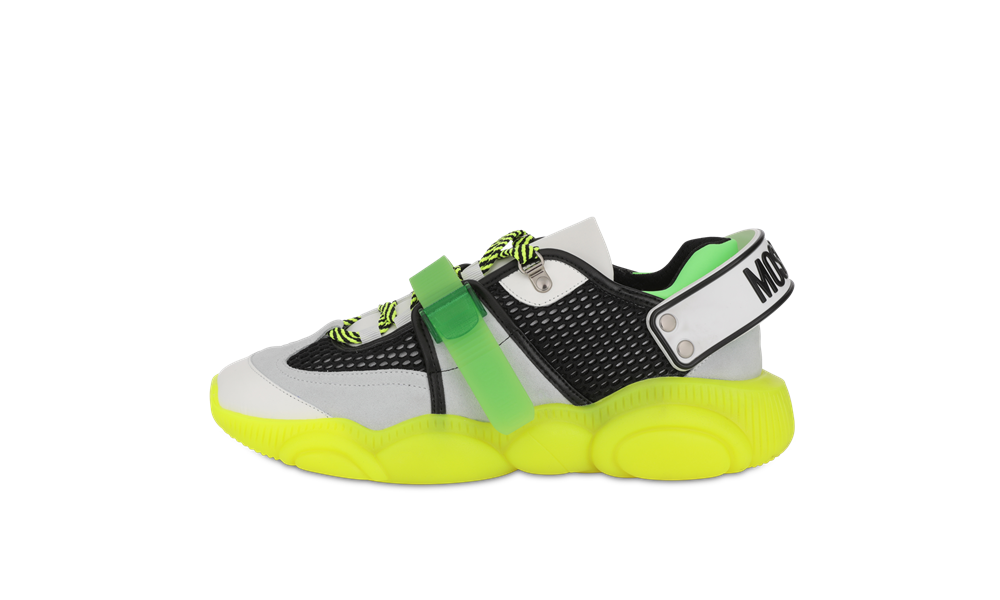 moschino FLUO TEDDY sneakers neon yellow - 跳脱出位！Moschino Fluo Teddy 球鞋换上霓虹色彩