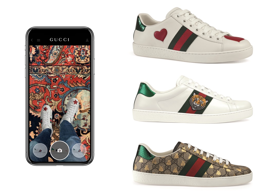 gucci app ar try on ace sneakers - Gucci App 让你用手机试鞋！