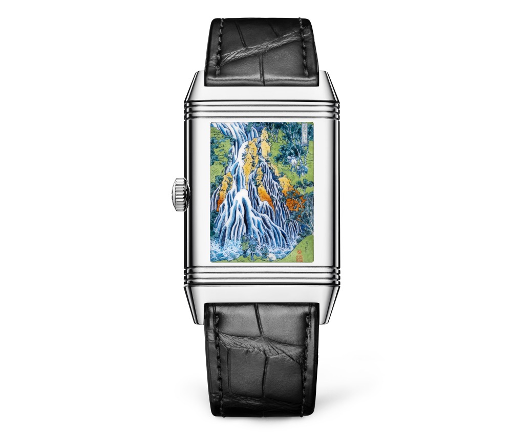 jaegerlecoultre reverso tribute enamel hokusai kirifuri waterfall 002 - 难度极高的珐琅微绘！积家生动再现东方著名木刻版画