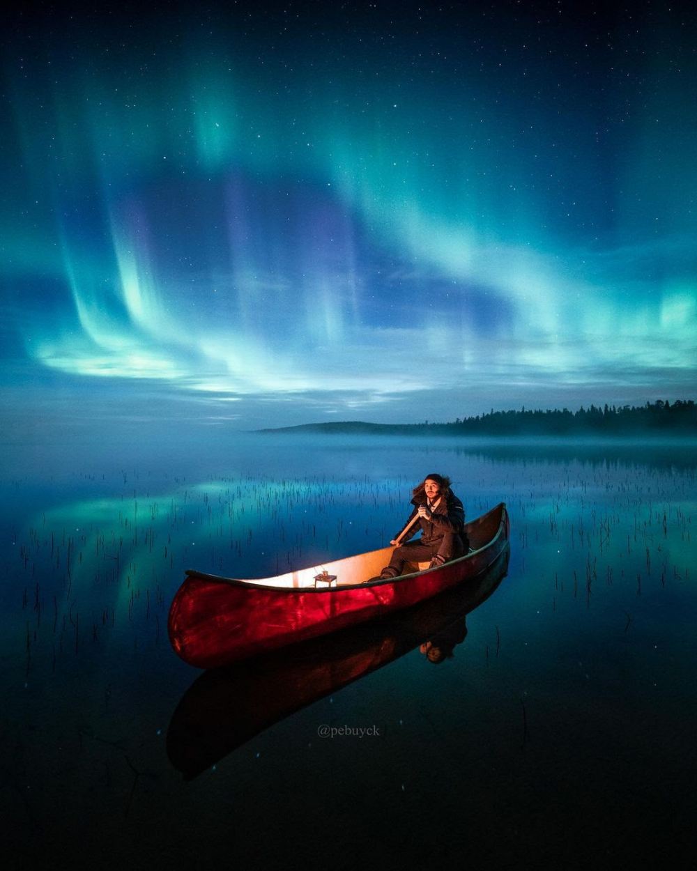 the lonely boat and the northern lights - 带上你最爱的人到芬兰Rovaniemi看浪漫的北极光！