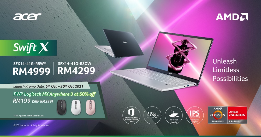 Swift X PR Banner Promo - Acer 推出全新 AMD-Powered 笔记本电脑和台式电脑！